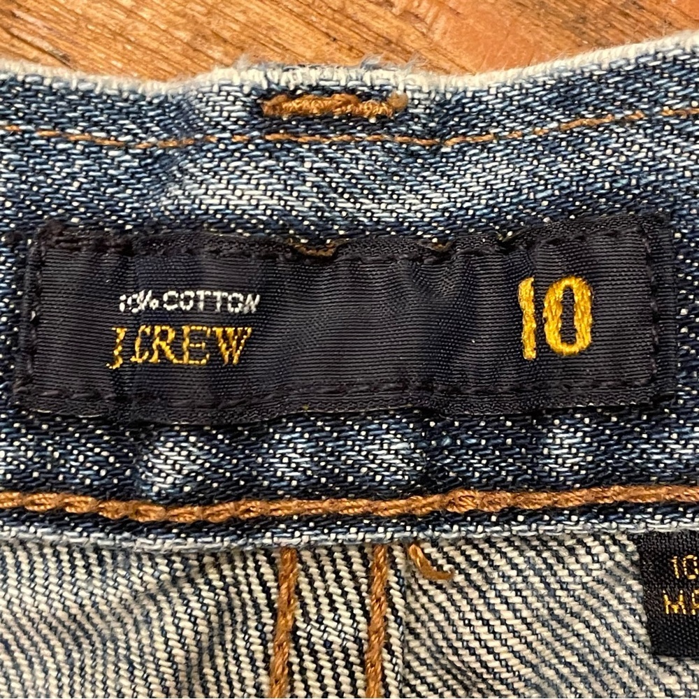 J. Crew Mid-Blue Cropped Jeans with Colorful Embroidered Hem - Picture 15 of 16